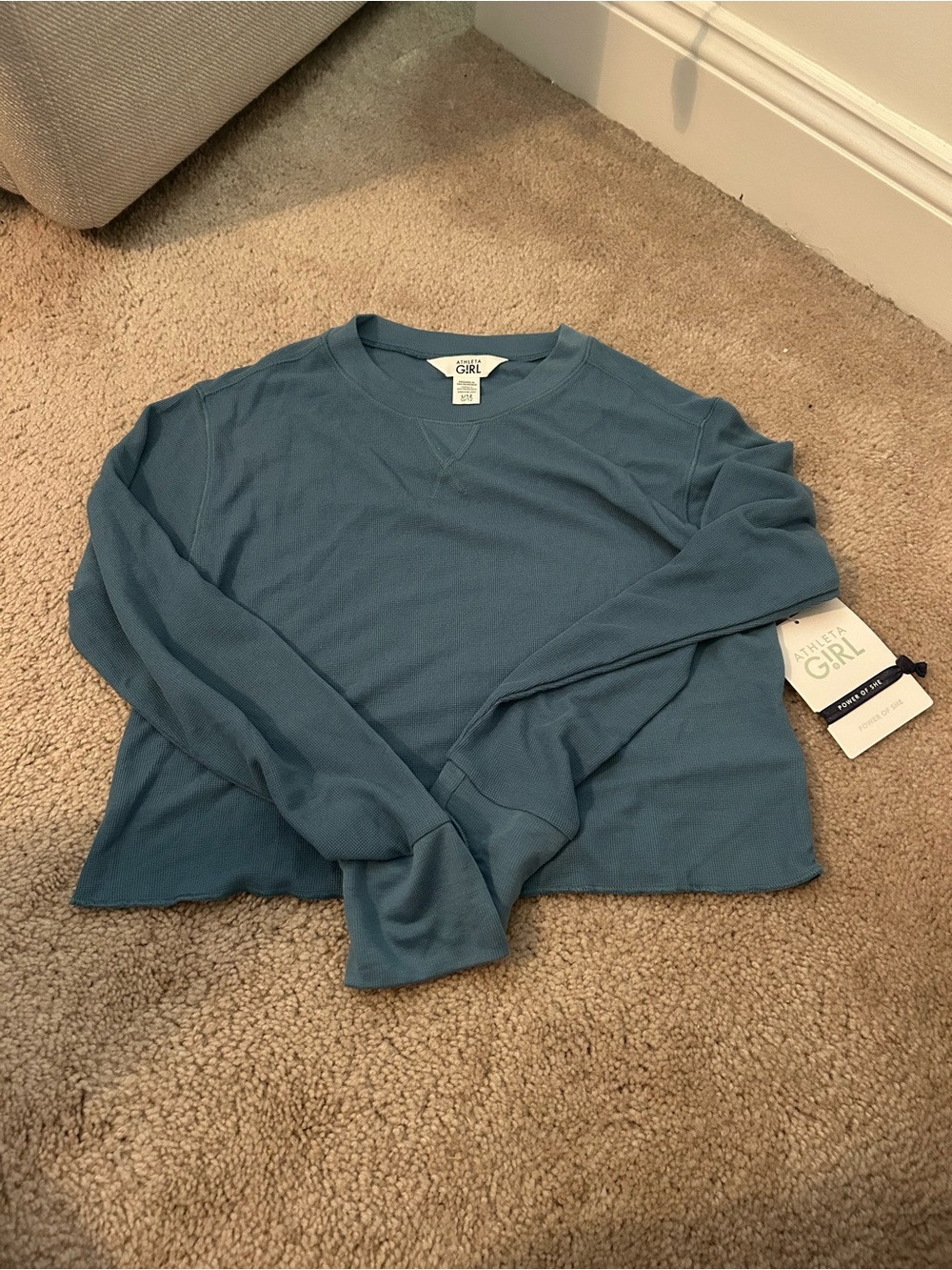 Athleta Girl Blue Cropped Long Sleeve Top